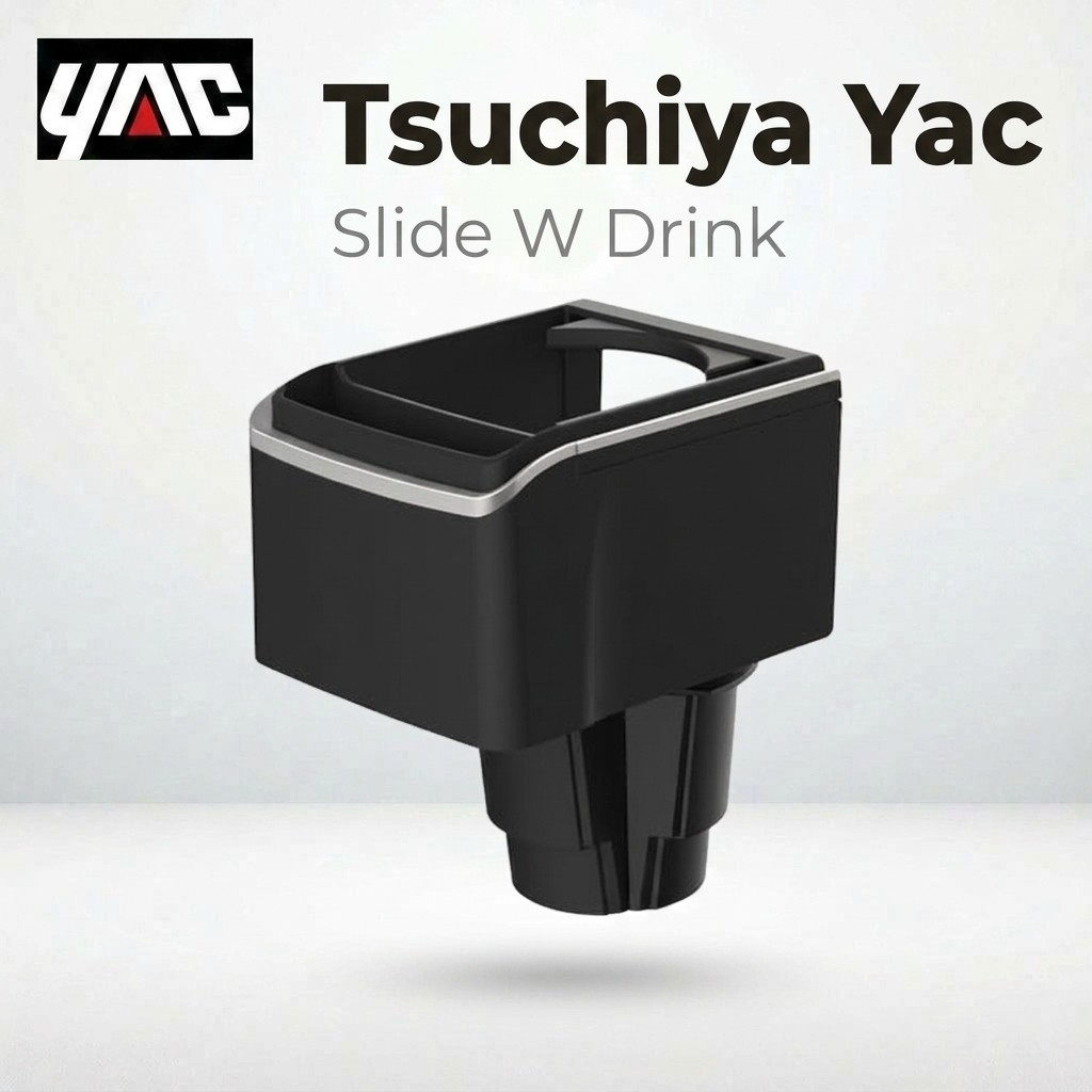 Tsuchiya Yac ที่วางแก้วในรถ แบบสไลด์คู่ (Slide W Drink Holder) สีเทา รุ่น PF471 | Tsuchiya Yac Car S
