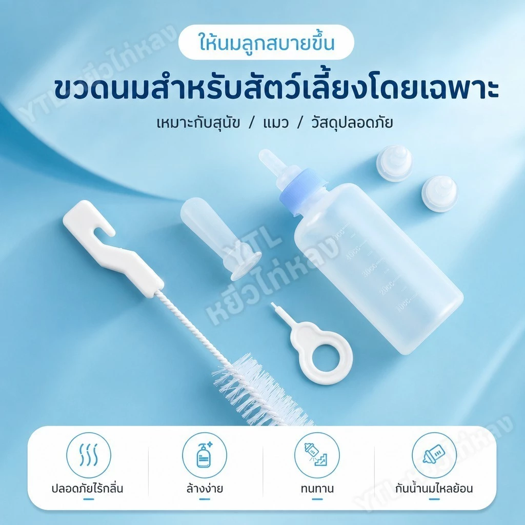 YTL ขวดนมสำหรับสัตว์เลี้ยง ของใช้สัตว์เลี้ยง สินค้าหมาแมว นมแพะ ขวดนมสำหรับป้อนลูกแมว และสุนัข60ml thumbnail 8