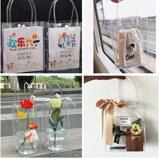JoyTray กระเป๋าถือ PVC แบบพลาสติกใส สำหรับทำเป็น ถุงของขวัญ ถุงสังฆทาน มีหลายไซส์ ถุงใสpvc กระเป๋าpvc พร้อมส่ง