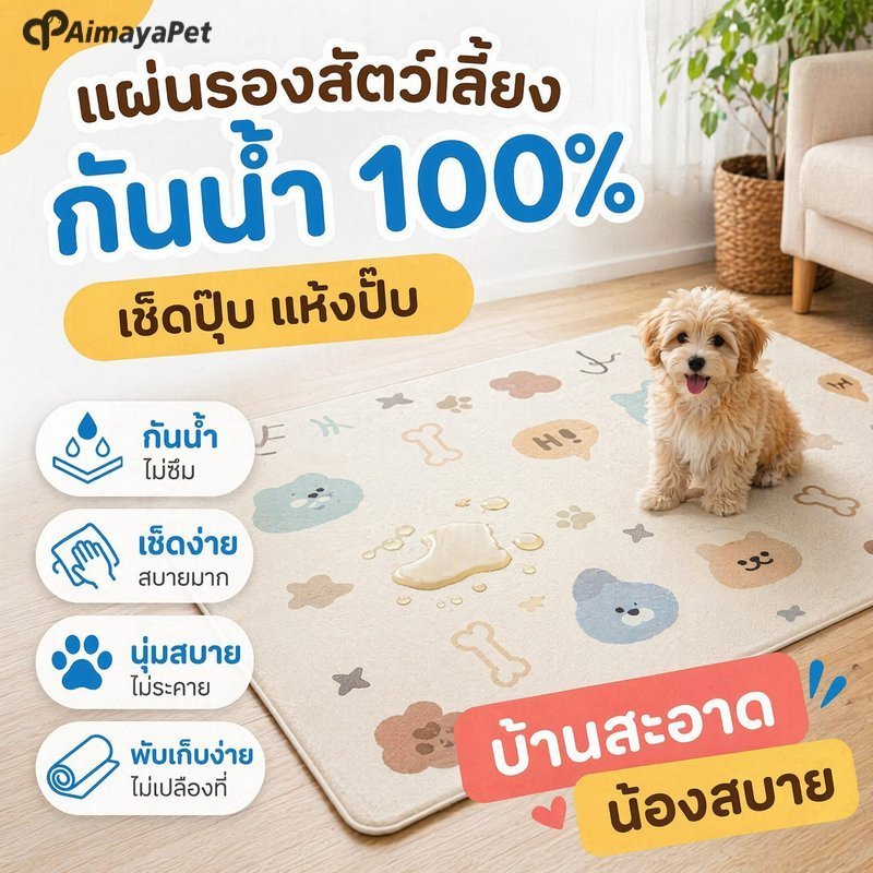 AimayaPet แผ่นรองกรงสัตว์เลี้ยง พรมรองกรง PVC กันน้ำ กันลื่น กันฉี่ซึม เช็ดง่าย สำหรับสุนัข แมว ตัดได้