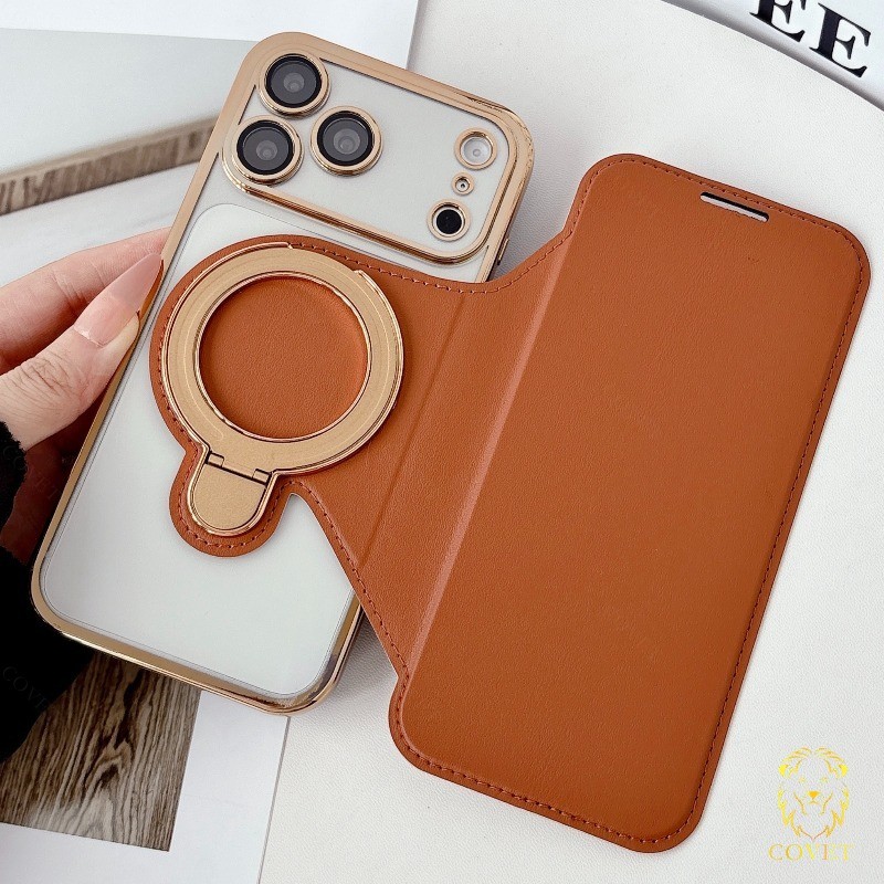 COVET เคสหนังพรีเมี่ยมเข้ากันได้สําหรับ IPhone 17 16 15 14 13 12 Pro Max พร้อมการป้องกันดูดซับแรงกระแทกและเรียบง่ายและมีสไตล์
