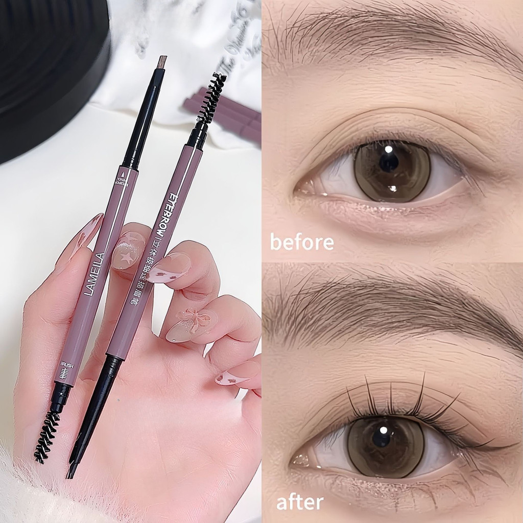 my-shop :eyebrows ดินสอเขียนคิ้ว1.5mm แบบหมุนออโต้ กันน้ำ พร้อมแปรงปัดขนคิ้ว 6 สี-BA832