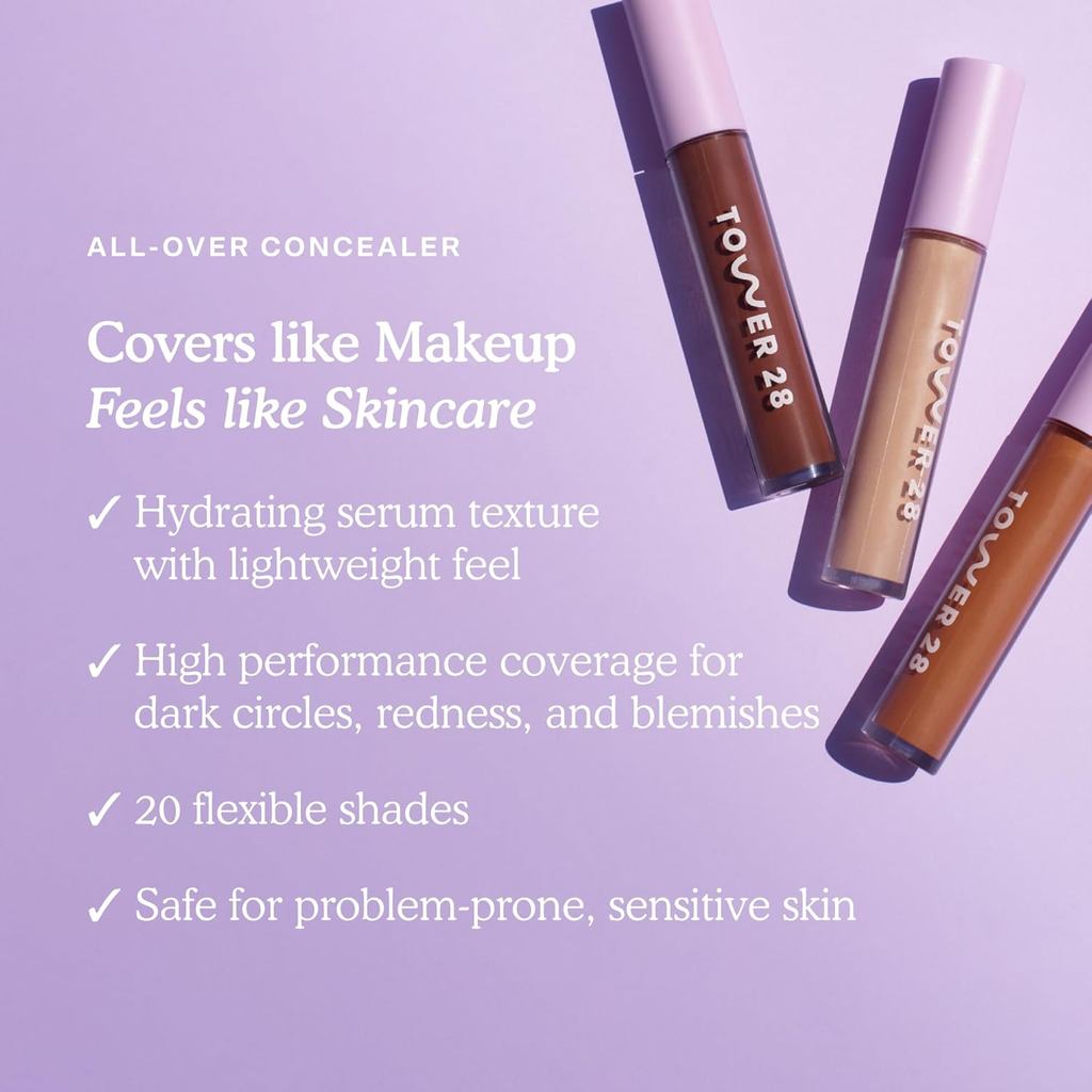 Tower 28 Swiping Serum คอนซีลเลอร์-Moisturizing Full Coverage คอนซีลเลอร์ + Under Eye Brightener-Ski