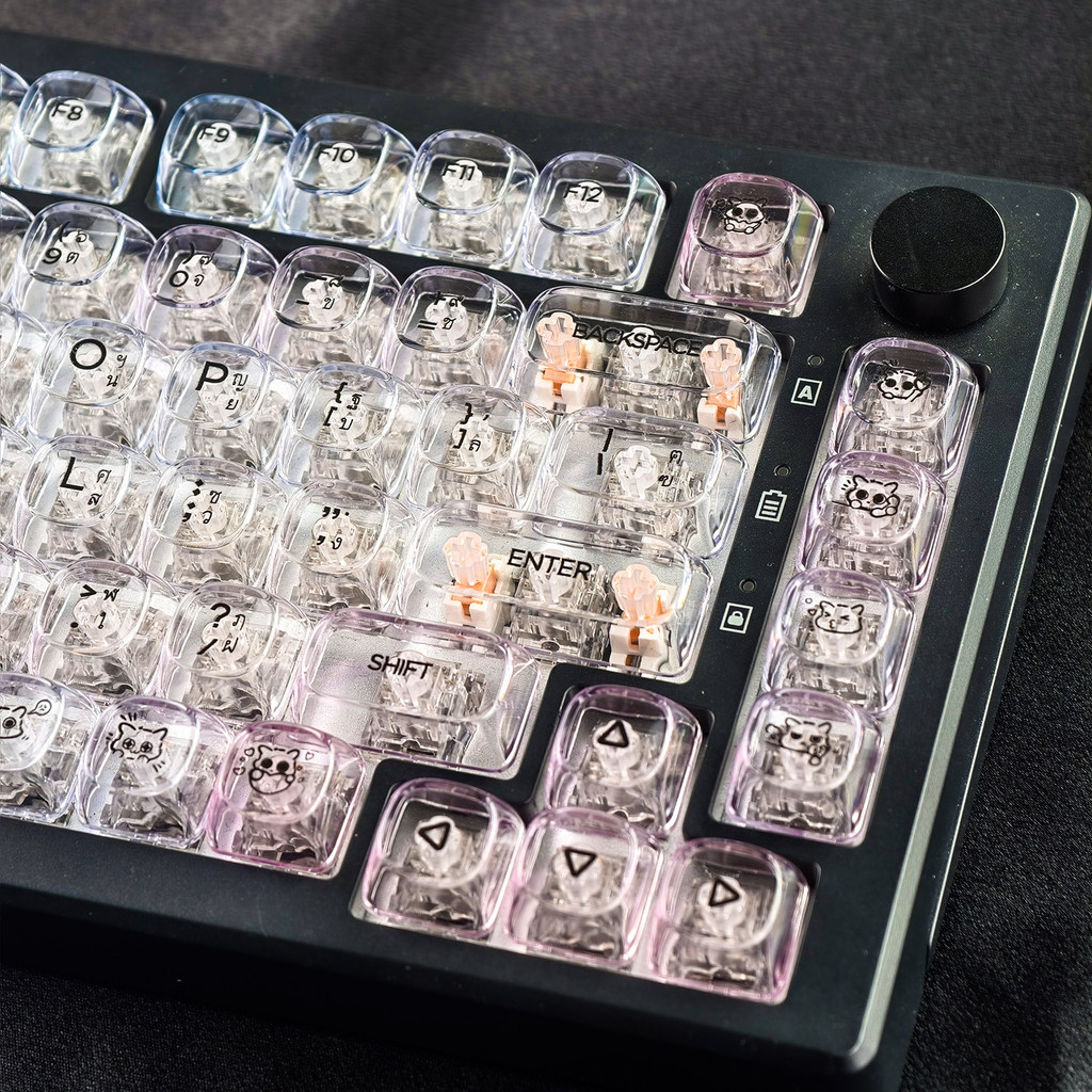 MAIMOOO การส่งผ่านแสงภาษาไทย Keycap MOA Profile PC 125 คีย์กระบวนการ UV Fantech MK889 Ajazz AK820 สี