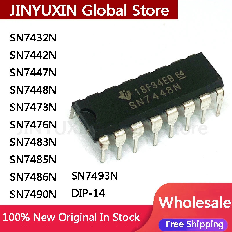 5 ชิ้น SN7432N SN7442N SN7447N SN7448N SN7473N SN7476N SN7483N SN7485N SN74486N SN7490N SN7493N DIP-
