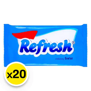 รีเฟรช REFRESH ผ้าขนหนูเย็น 25.4x25.4 ซม. (20 ชิ้น) ผ้าเย็นหนานุ่มแช่แข็งได้ เช็ดหน้าคลายร้อน โปโลแมน POLOMAN
