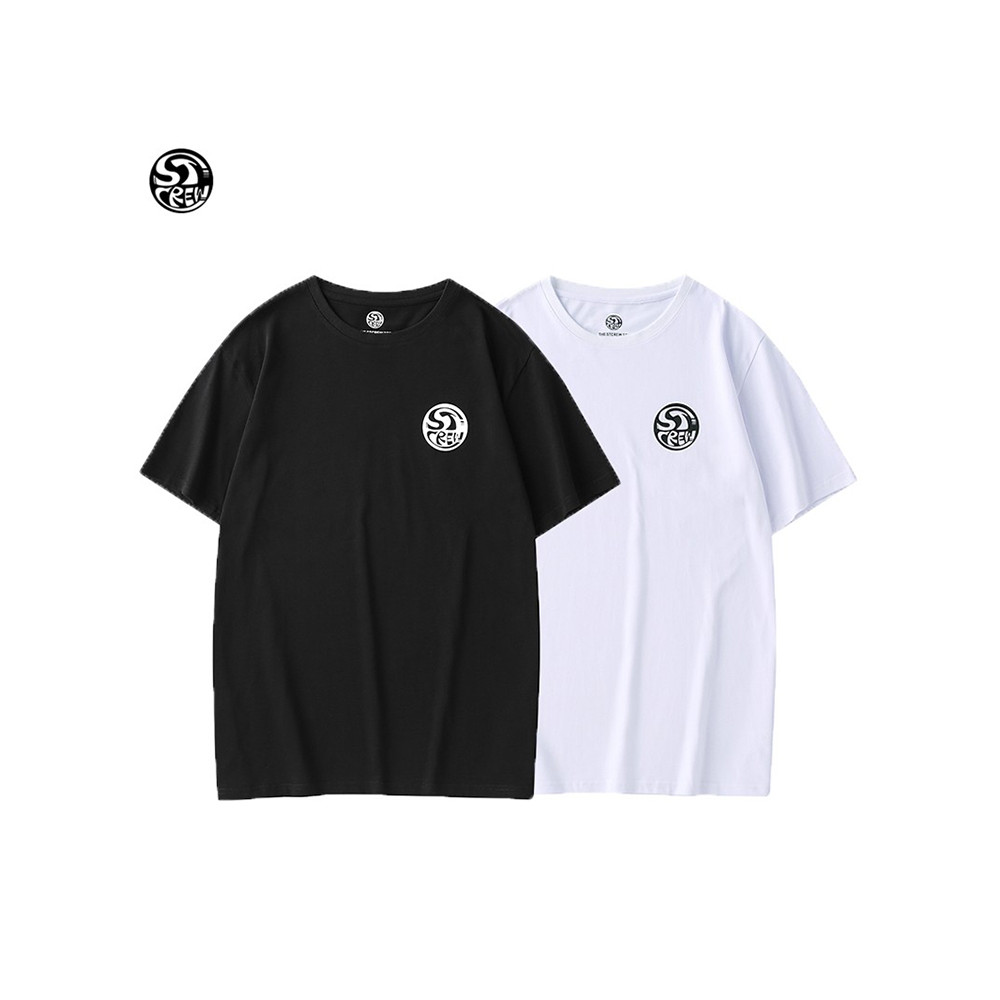 STC กีฬาฤดูร้อนรอบคอ Breathable หลวม oversize ผู้ชายผู้หญิง Street สวมใส่ Casual All-Match Simple สเ