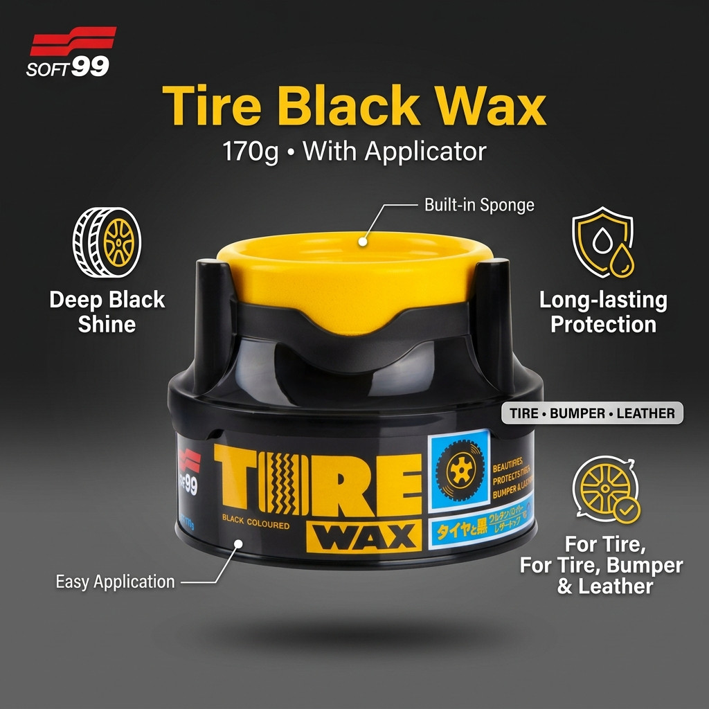 SOFT99 Wheel Care WAX Tire Black Wax 170g for Automotive Tire Shine 02015