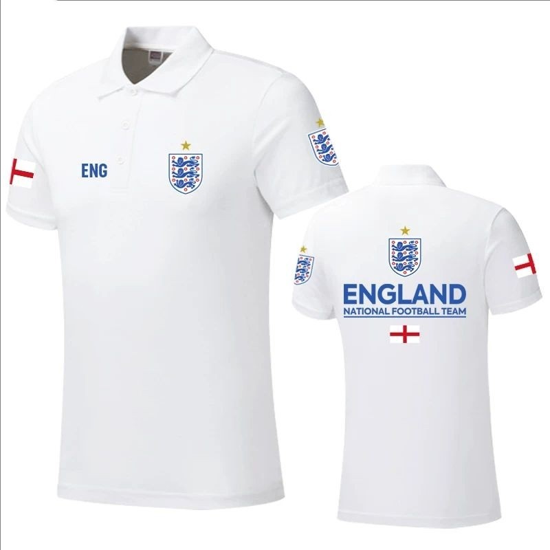 S-3XL 2026 World Cup fans ชุดแฟนฟุตบอลของ Trilions ทีมอังกฤษ เสื้อโปโลแขนสั้นพิมพ์ลายผู้ชาย  การพิมพ์สองด้าน