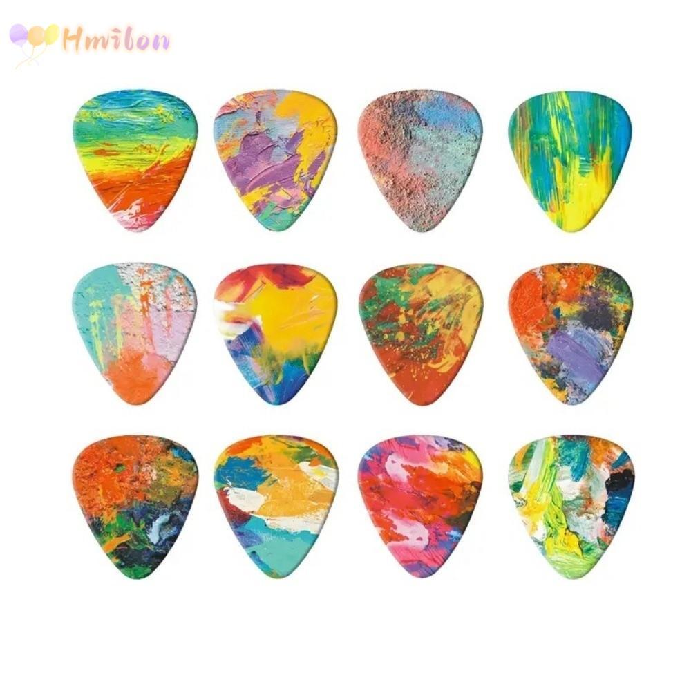 HMILON 10 ชิ้นกีตาร์ Picks, 1.0 มม. 0.71 มม. 0.46 มม. Smooth Edge กีตาร์ Plectrums, สารพัน Picks สีสันพิมพ์สามเหลี่ยมเบส Picks Ukulele