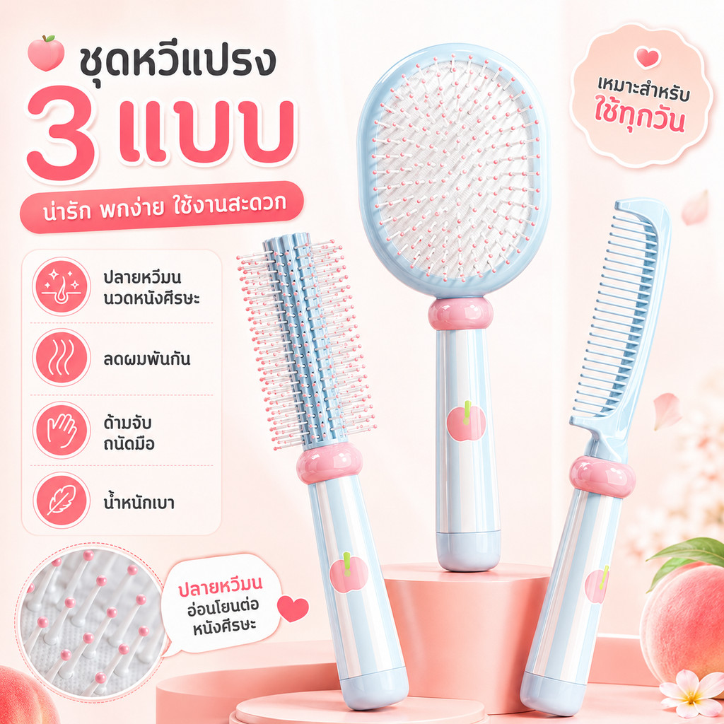 แปรงหวีผมที่ช่วยให้ผมเรียบลื่น แปรงหวีผมลอน และแปรงนวดผม ช่วยให้ผมดูมีวอลลุ่ม ดูแลเส้นผมของคุณให้ดี
