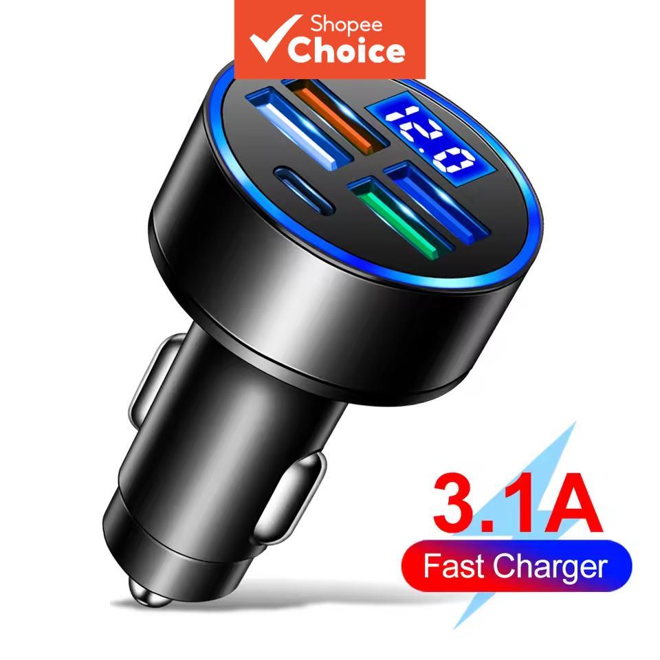 Pd Qc 3.0 4 พอร์ต USB Type-c Fast Car Charger Adapter คุณภาพสูง 100w