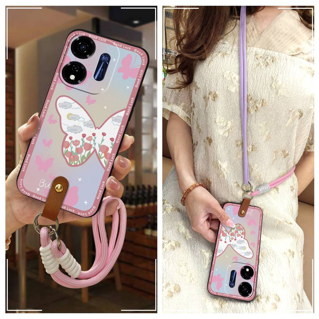 สร้อยคอน่ารักเคสโทรศัพท์สําหรับ Itel P55/Power55/P661N Dirt-proof ฝาหลังป้องกันการ์ตูนป้องกันฝุ่นซิล