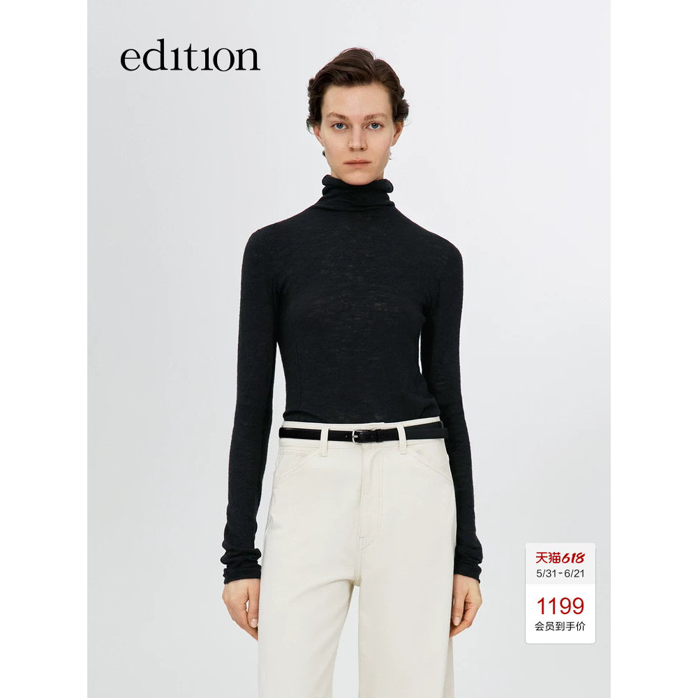 [Elite ตู้เสื้อผ้า Series] edition เสื้อกันหนาวผู้หญิงเสื้อกันหนาวคอเต่าขนสัตว์สไตล์ใหม่ EBE4SWT018