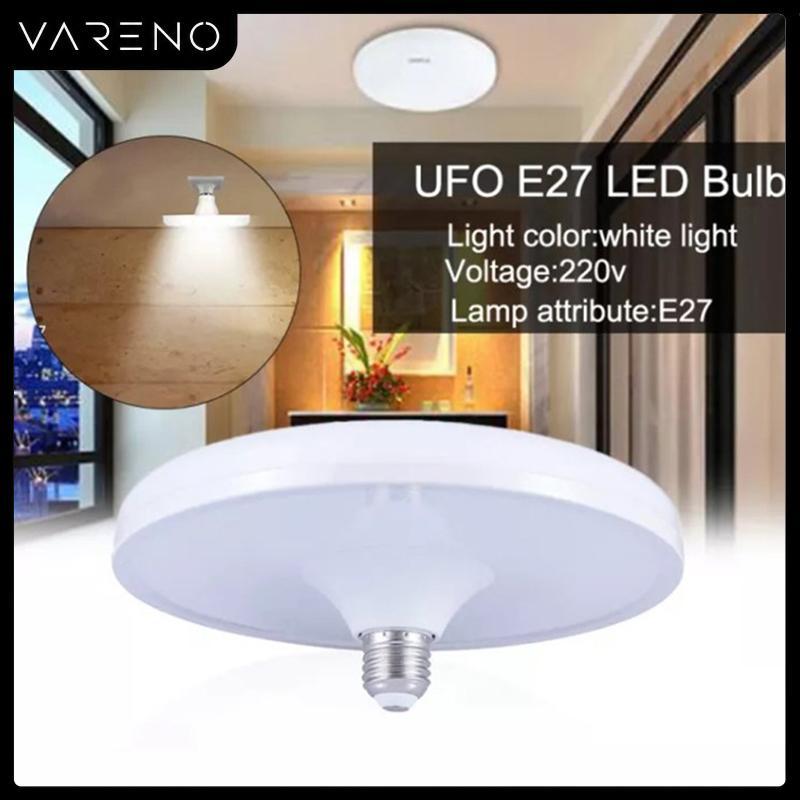 Vareno หลอดไฟ LED E27 220V 15W UFO แสงขาวเย็น สว่างจ้า ประหยัดพลังงาน สำหรับบ้าน สำนักงาน และโรงรถ