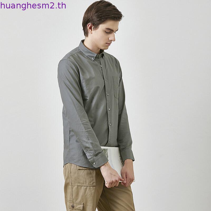 era-won เสื้อเชิ้ต คอปก แขนยาว Oxford Shirt Signature  สี Maroon