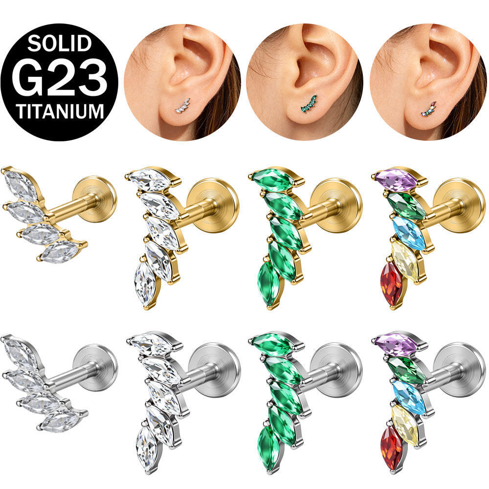 1 PC G23 ไทเทเนียม Lip Tragus 16G/18G Ellipse Helix Conch สําหรับผู้หญิงผู้ชาย 6 มม./8 มม.