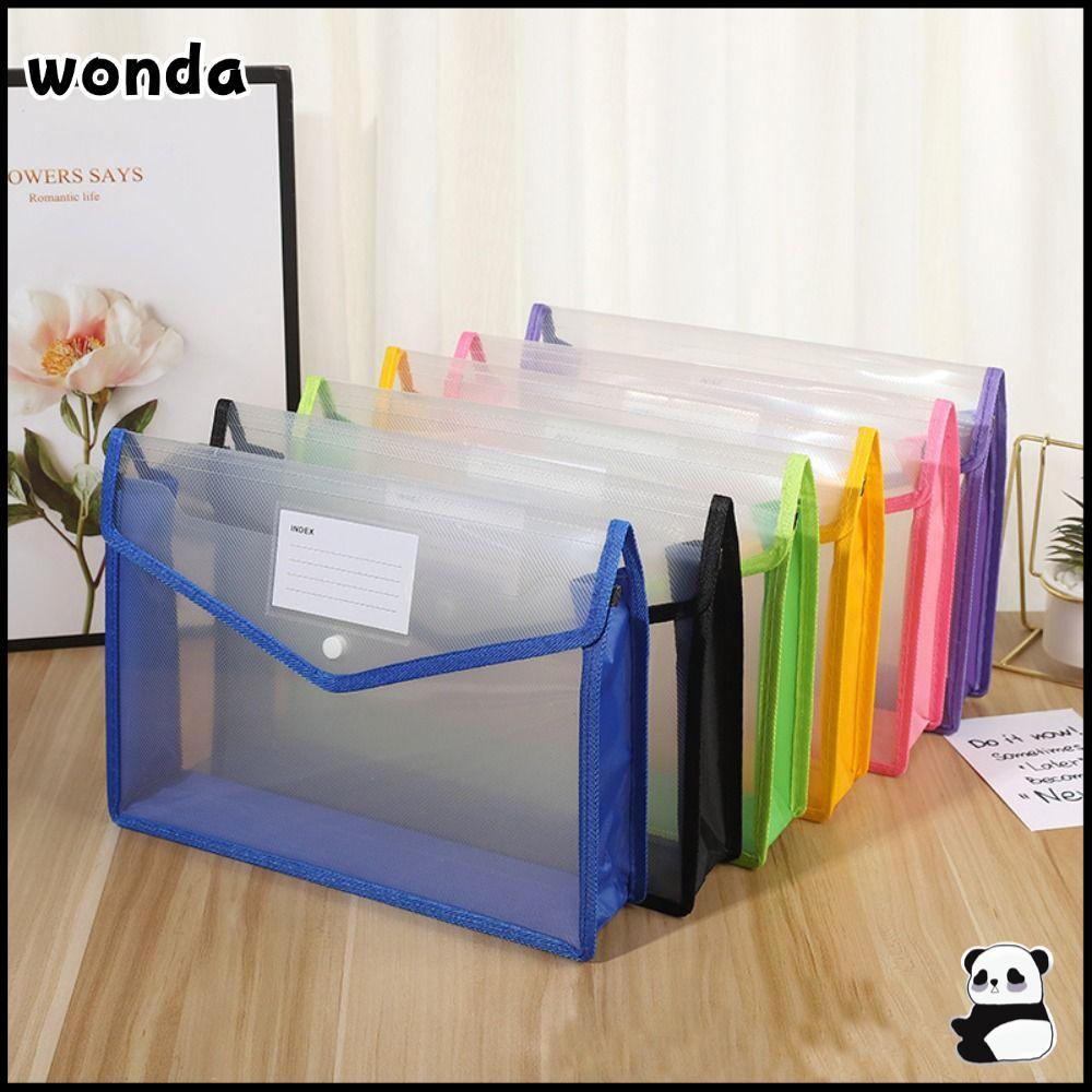 WONDA กระเป๋าเอกสาร, กระเป๋า PVC ความจุขนาดใหญ่โฟลเดอร์แฟ้ม A4, คุณภาพสูงกระเป๋าเก็บเครื่องเขียนแฟ้มกันน้ํา Organizer อุปกรณ์การเรียน