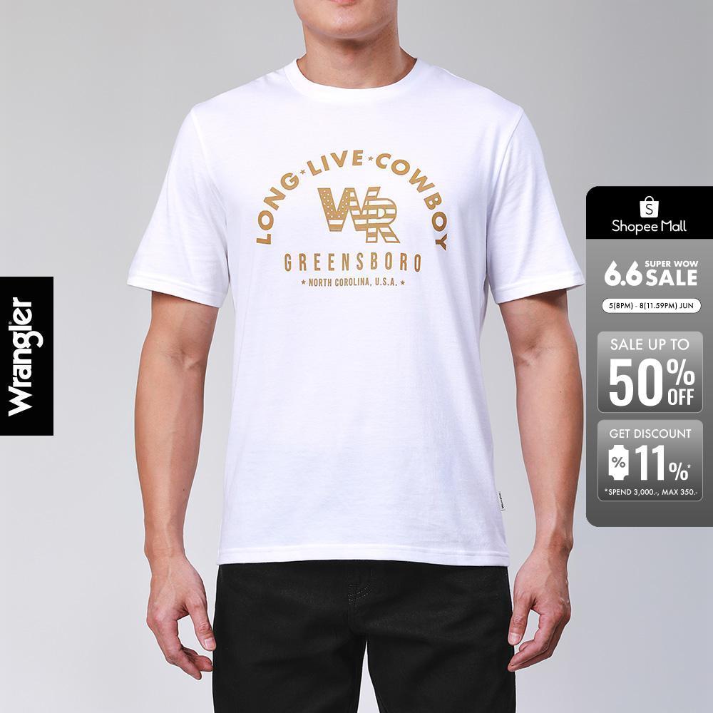 WRANGLER เสื้อยืดแขนสั้นผู้ชาย รุ่น WR F425MTSSF90 สีขาว