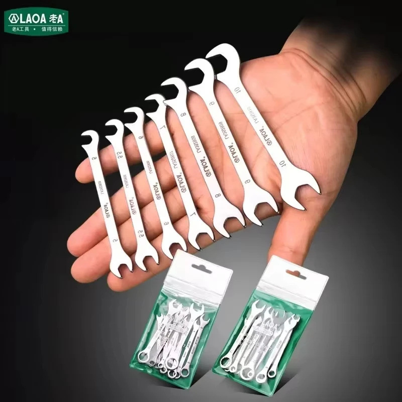 LAOA Mini Thin Double Open-end ประแจสแตนเลส Dual-purpose ประแจ Auto Repair ชุดเครื่องมือในครัวเรือน 