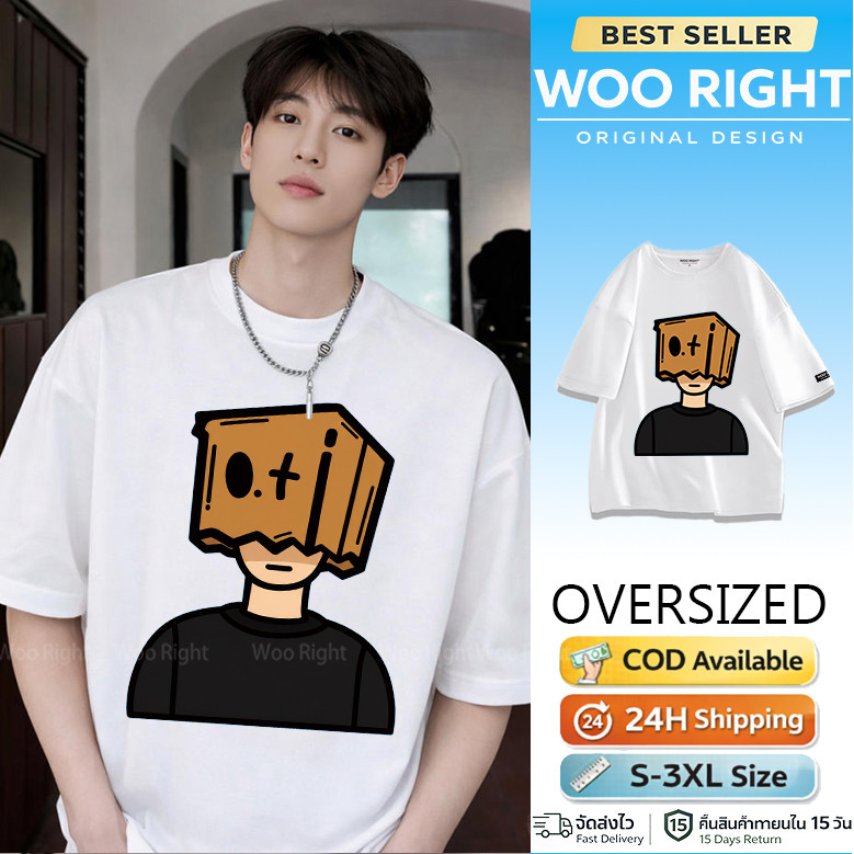 COD จัดส่งตลอด 24 ชั่วโมง Woo Right 200g เสื้อยืดผู้ชาย เสื้อยืดoversize ลายกลุ่มคน ผ้าฝ้ายแท้ ทนทาน