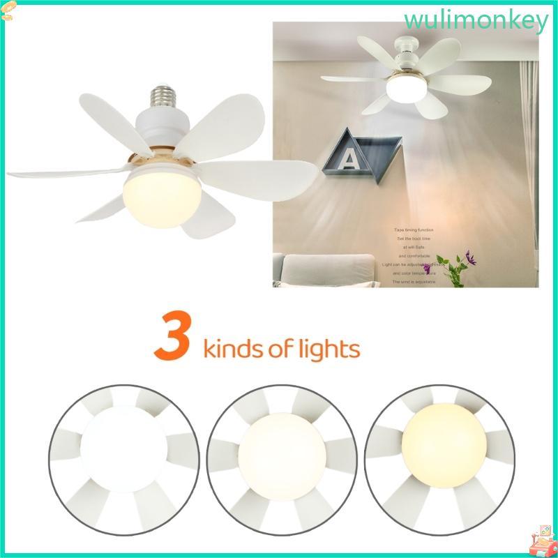 WU 30W LED พัดลมเพดาน 3 โหมดปรับพัดลมโคมไฟ 3000K-6500K พร้อมรีโมทคอนโทรล E27 Mount สําหรับหอพักสํานั
