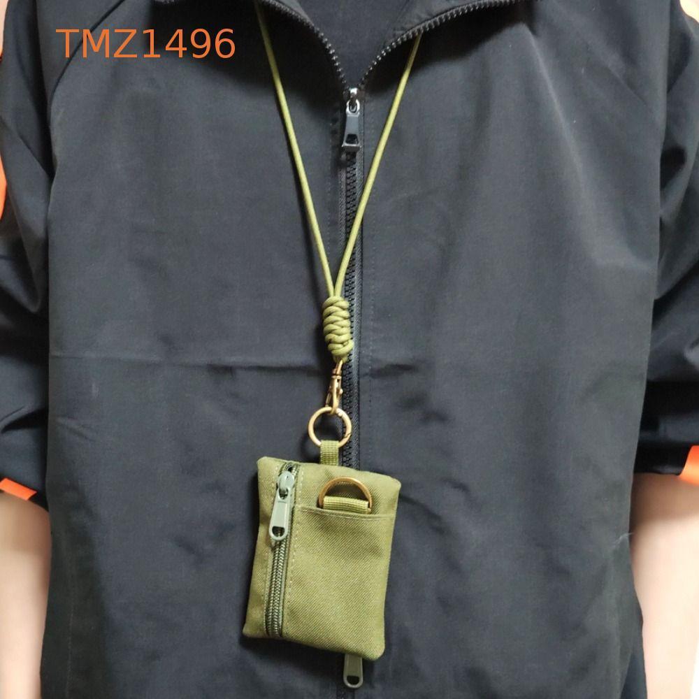 TMZ1496 กระเป๋าสตางค์ขนาดเล็กผ้า อ็อกซ์ฟอร์ด, กระเป๋าใส่เหรียญห้อยคอซิปสี่เหลี่ยม, ทนทานพร้อมเชือกเส้นเล็กลําลองไนลอนผู้ถือบัตรขนาดเล็กกระเป๋าเก็บ