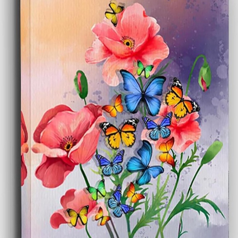 ผ้าใบ Wall Art ดอกไม้ผีเสื้อ Wall Decor สําหรับห้องนอนผีเสื้อตกแต่งสําหรับห้องน้ําโมเดิร์นภาพพิมพ์ห้
