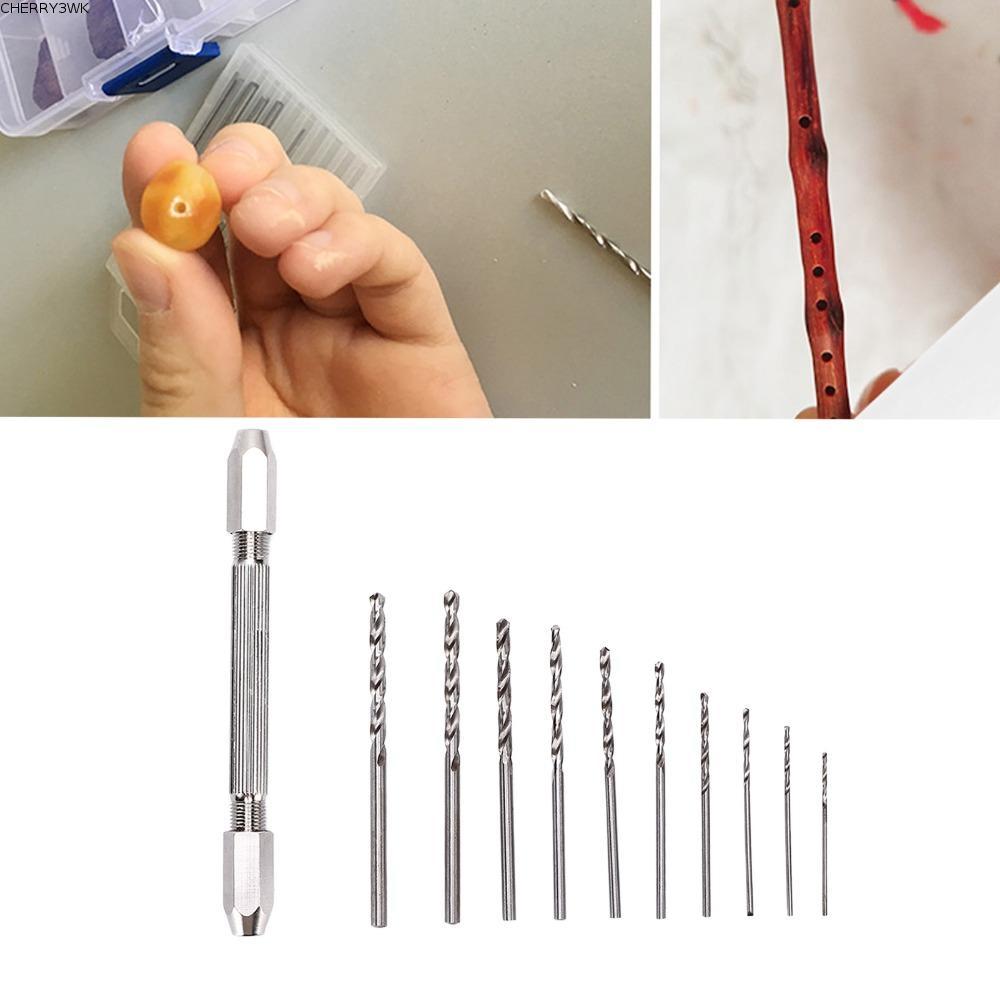19VJKEPSHOP 10 ชิ้นชุดเจาะมือ, 2 Collet Design Rust Proof Double Hand Drill, ทนทาน Twist Bit Ergonomic Handle 3 Jaw Collet Professional นาฬิกาซ่อมเครื่องมือชุดสําหรับเครื่องประดับ