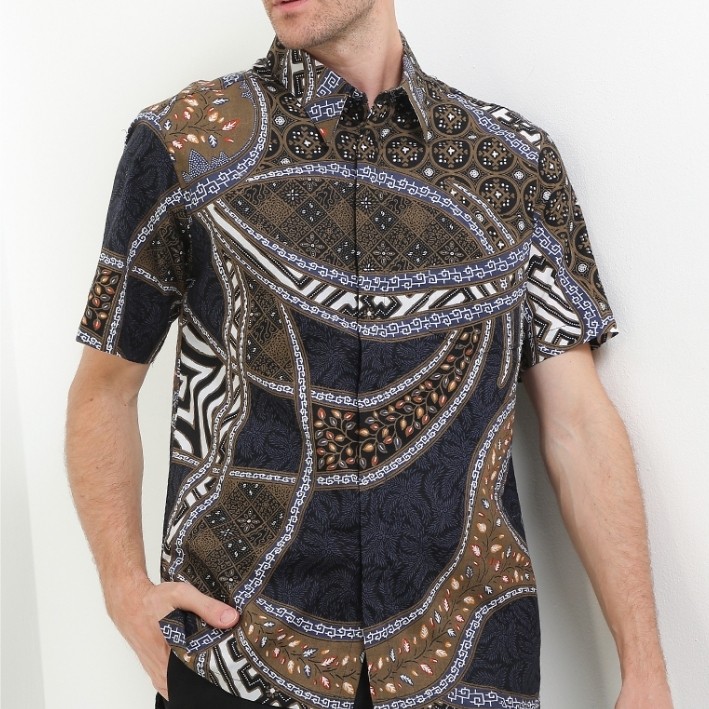 KATUN Arjuna Weda เสื้อบาติกผู้ชายลายลูกจาตต์ Sekar Twos - Body Fit | ผ้าฝ้าย | ไตรคอต ไตรคอท