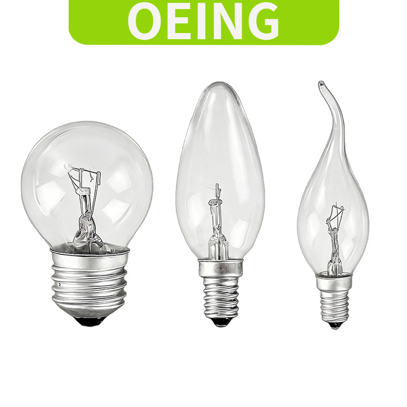 OEING หลอดไฟฮาโลเจนหรี่แสงได้ E27 E14 G45 C35 C37 Circular Pointed หลอดไฟหางดึง 220V 25W 40W 60W แสงอุ่น 2700K