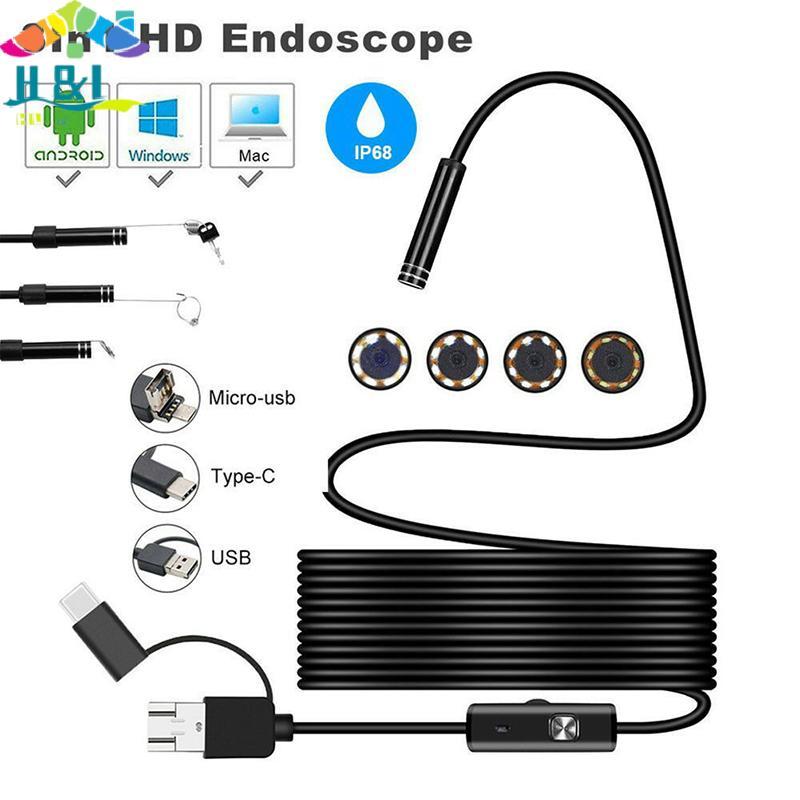 H&L 3 in 1 USB Type-C Endoscope Monitoring Borescope เลนส์ 5.5/7/8 มม.กล้อง HD IP68 {th}