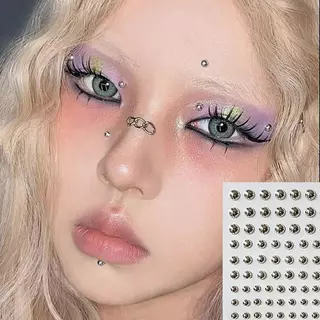 พร้อมส่ง! สติ๊กเกอร์เจาะเครื่องประดับ สติ๊กเกอร์จิว 3D แบบไม่เจาะ หมุดกลม ใช้ตกแต่งใบหน้า มีกาวในตัว ติดแน่น