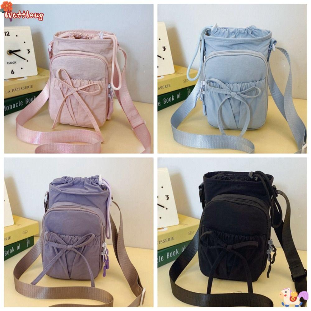 WATTLEUG กระเป๋าสะพายข้าง, Drawstring with Strap Water Bottle Storage Bag, Bowknot Portable Waterproof Sport Shoulder Bag Cup Accessories
