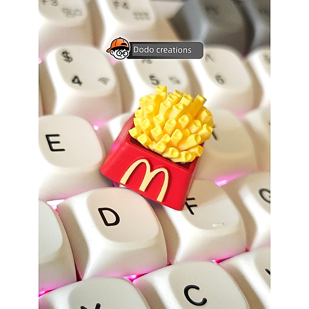 keycap คีย์แคป McDonalds French Fries กล่องที่ไม่ซ้ํากันเรซิ่น Keycap น่ารักสามมิติ Esc สไตล์ที่กําหนดเองคีย์บอร์ดสร้างสรรค์ของขวัญ