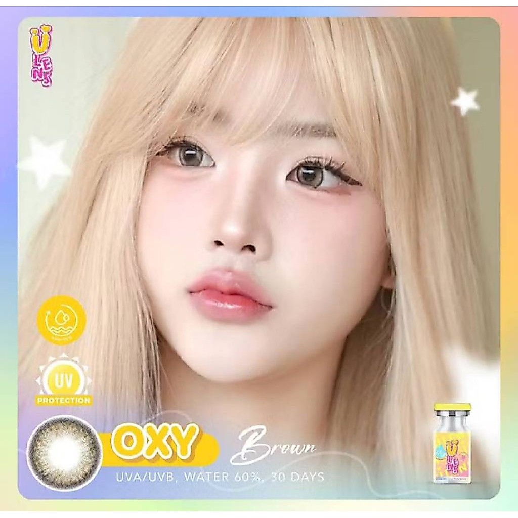คอนแทคเลนส์ลาย OXY Brown สีน้ำตาล ขนาดเลนส์ 14.5 mm ค่าอมน้ำ 65% รายเดือน ( U Lens )