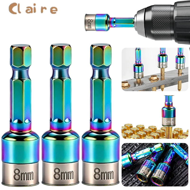 COD Universal 8 มม.Non-Magnetic Air ไขควงซ็อกเก็ตความแข็งสูงสี Hex Shank ชุดลูกบล็อกหัวแม่เหล็ก Claire