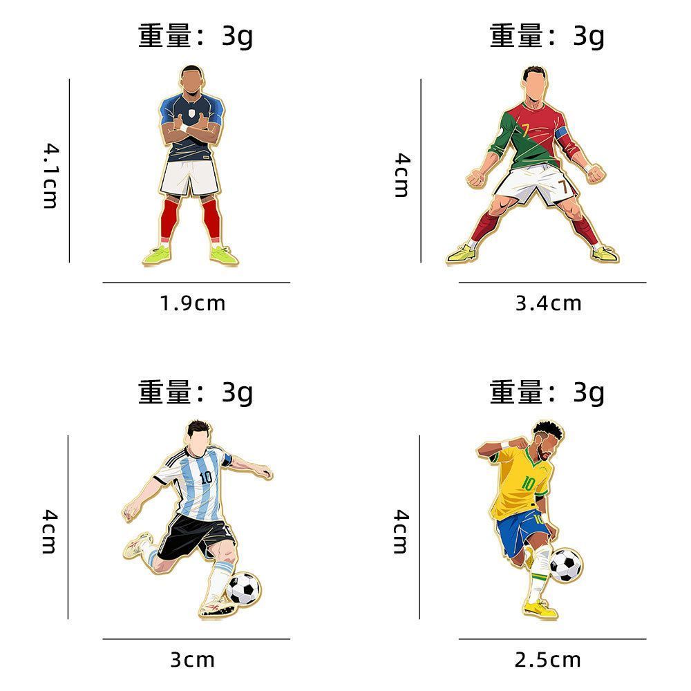 Metal Soccer Celebrity Pin Messi CR7 Neymar Mbappé เข็มกลัดทุกวันชุดเครื่องประดับ