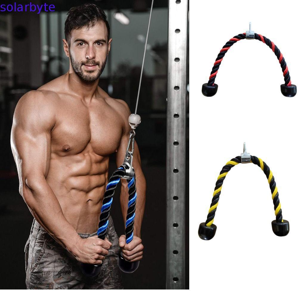 SOLARBYTE Tricep เชือกดึงสาย,เคลือบไนลอนหลายสียิมดึงเชือก,อุปกรณ์ออกกําลังกาย 70/90 ซม.ลื่นคู่หัว Tricep เชือกสายฟิตเนสออกกําลังกาย