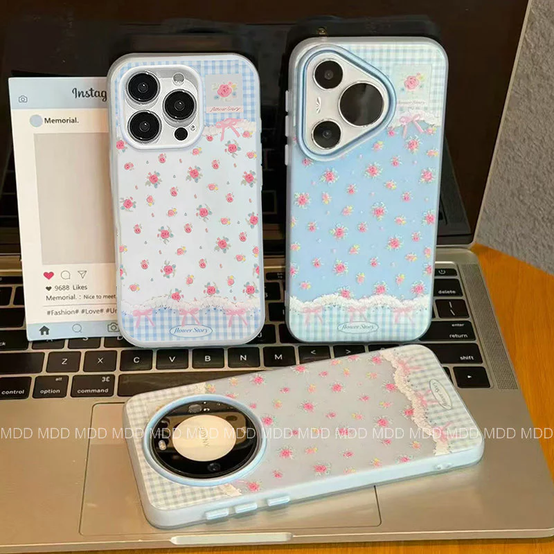 สีชมพู ดอกไม้ เคส For VIVO V60 V50 V30 Lite V60E V50E V30Pro V29E V25 V20 Y31 T4 Pro V23 Y200 Y72 Y52 Y29 2in1นุ่มฝาหลัง