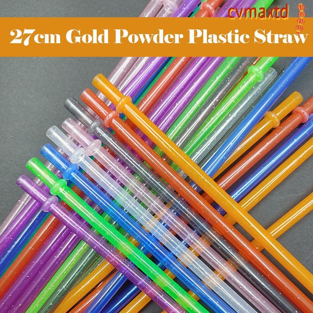 ICVMAX 1PC Glitter Straw, อุปกรณ์ถ้วยแบบใช้ซ้ําได้ผงทองหลอดพลาสติก, แบบพกพาพร้อมแปรงทําความสะอาดรถ Travel Cup Straw ถ้วยน้ําฟางสําหรับ 40oz/30oz/20oz
