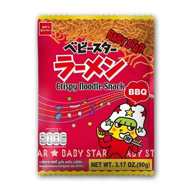 เบบี้สตาร์ ขนมอบกรอบบะหมี่ปรุงรสบาร์บีคิว Baby Star Noodle BBQ 90g.