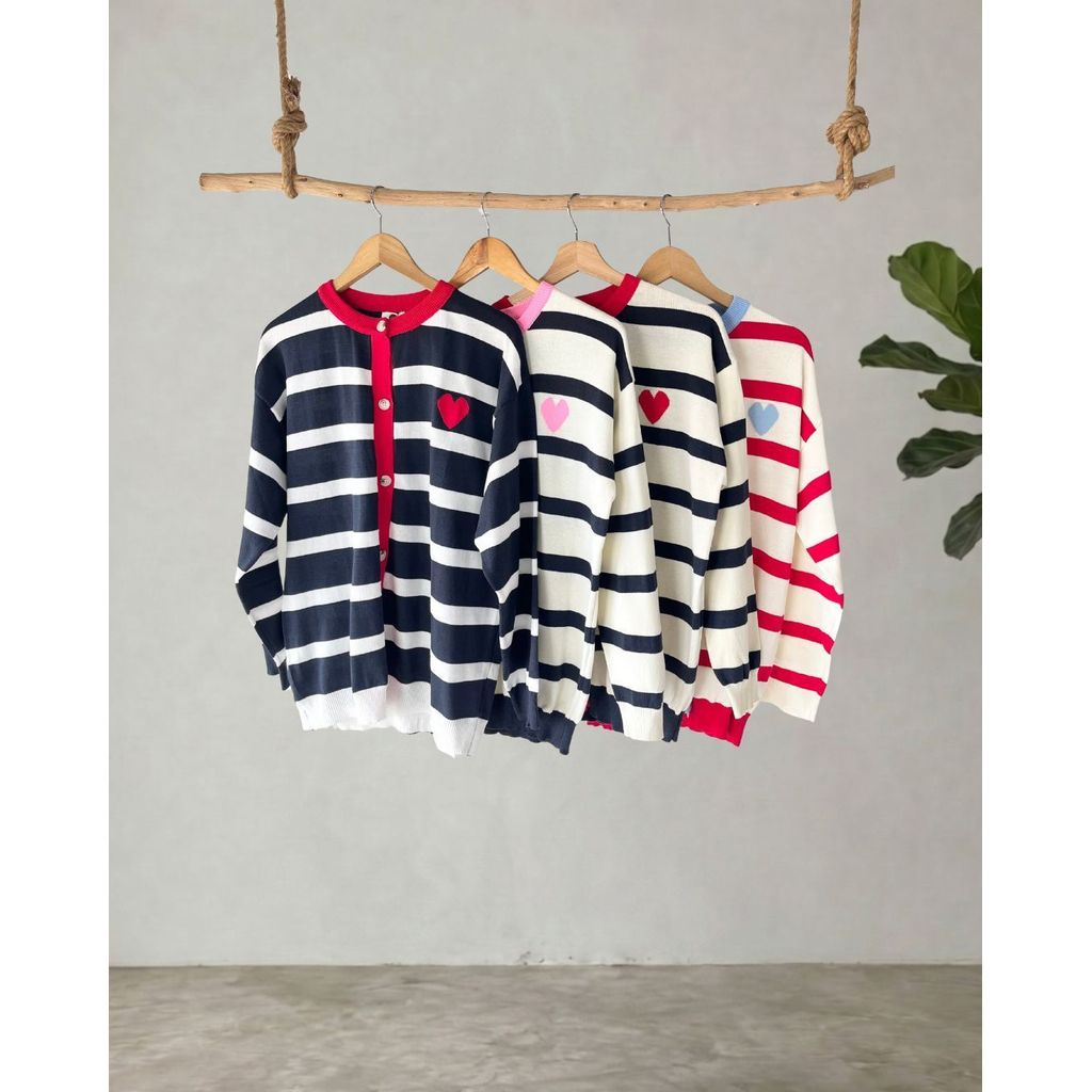 [TOP เท่านั้น] เสื้อคาร์ดิแกนถัก Myra Stripe