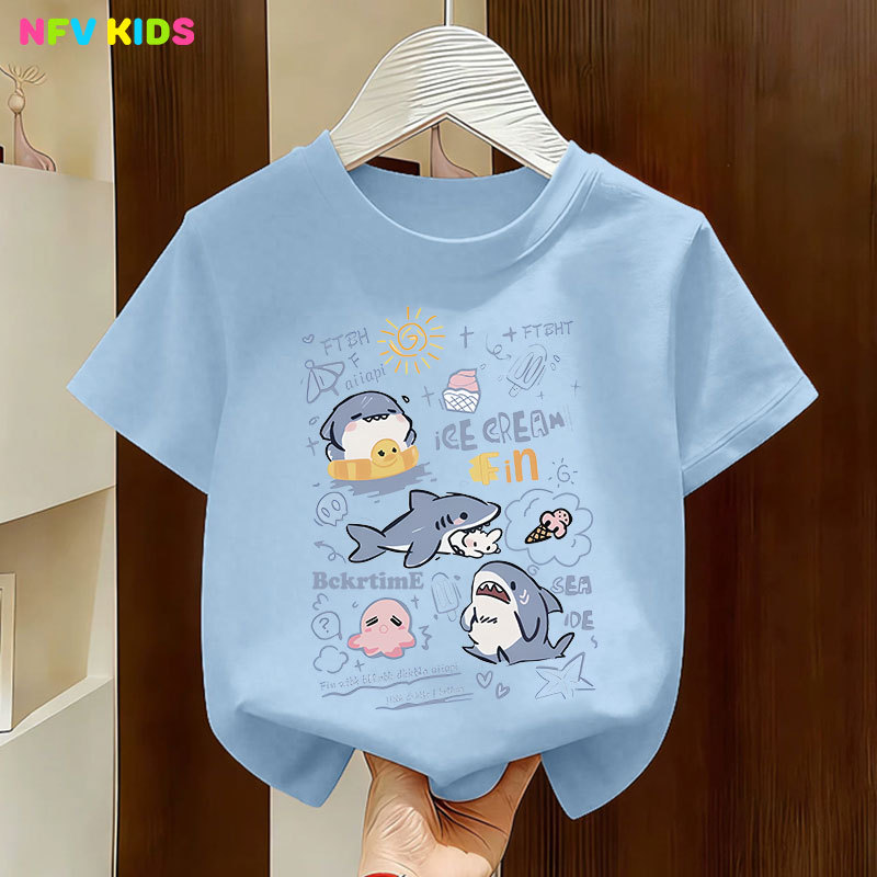 【พร้อมส่ง&COD】NFV KIDS เสื้อยืดแขนสั้นเด็ก💙ระบายอากาศ ใส่ได้ทั้งเด็กชายและเด็กหญิง ลวดลายดอกไม้ oversize สะดวกสบาย YG1296