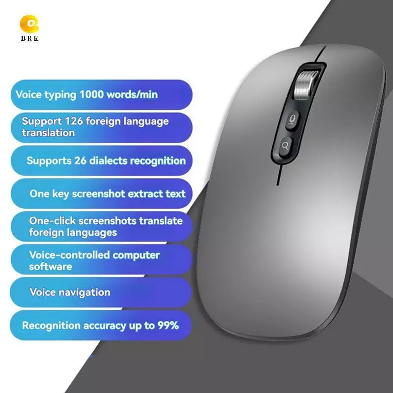 สมาร์ทวอยซ์เมาส์ไร้สาย 2.4G บลูทูธ พิมพ์งานด้วยเสียงสำหรับแล็ปท็อป thumbnail 4