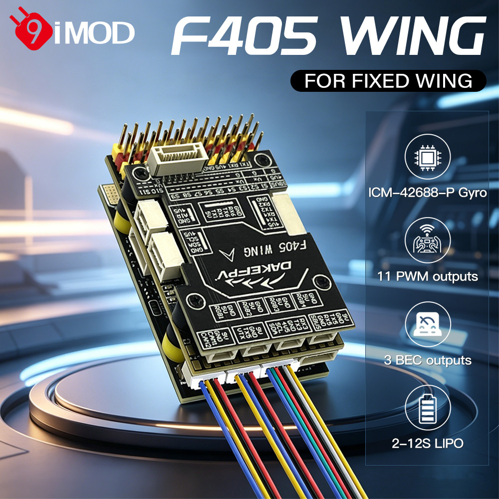 9IMOD F405 WING Flight Controller 3 BEC เอาต์พุต 11 PWM 2-12S Lipo F405 คงที่ Wing Flight Controller