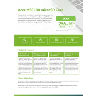 ACER 32GB/64GB/128GB MSC100 microSD Card (เมมโมรี่การ์ด) อ่านสูงสุด 100MB/s | รองรับ 4K Video