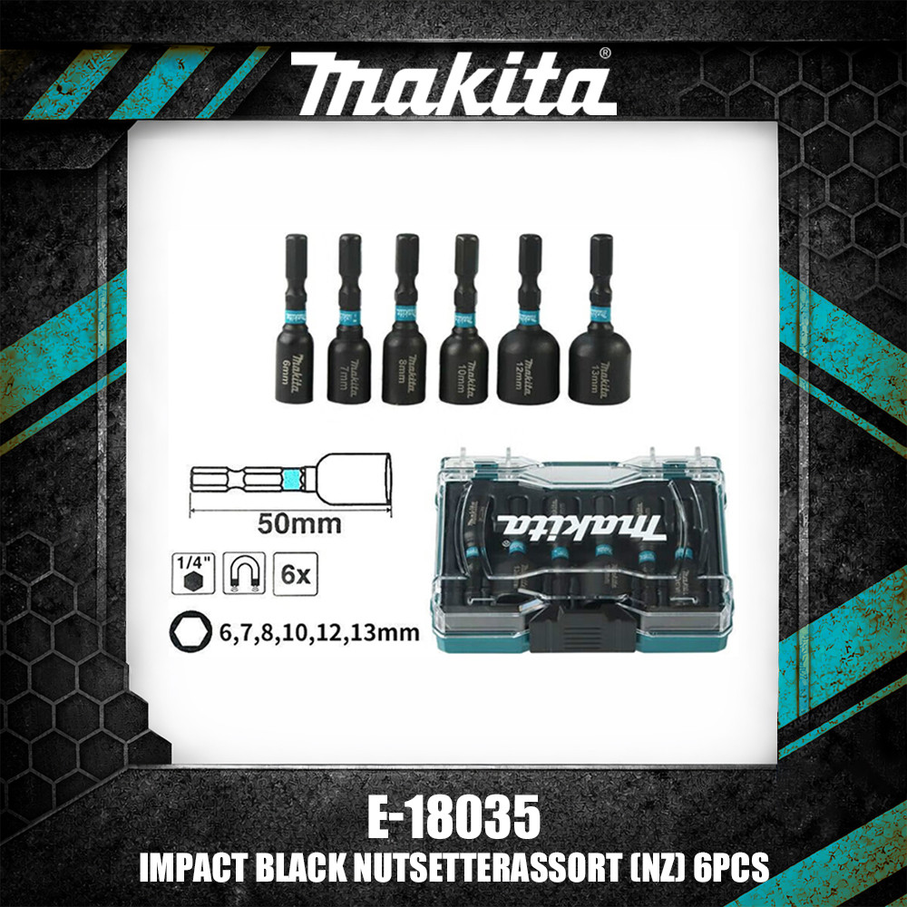 Makita E-18035 IMPACT BLACK Nutsetter Assort (Nz) 6 ชิ้น