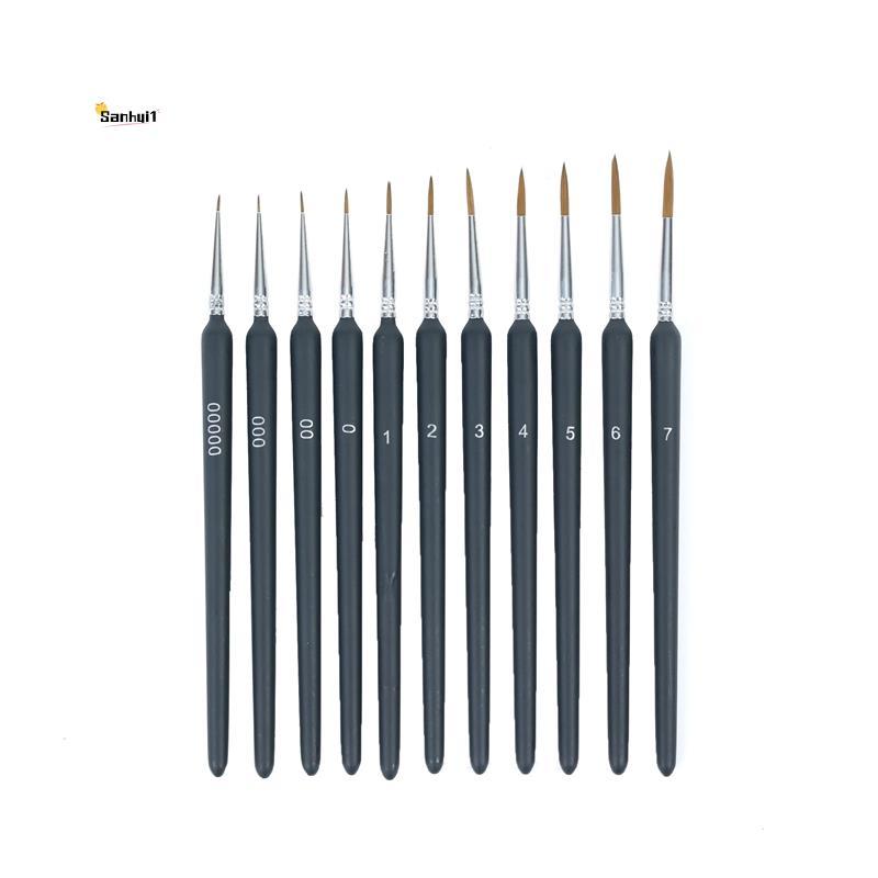 Detail Brush Set for Fine Detailing & Painting, สีน้ํา, ออยล์- ของจิ๋ว, โมเดล 11 ชิ้น แปรงจิ๋วสีดํา
