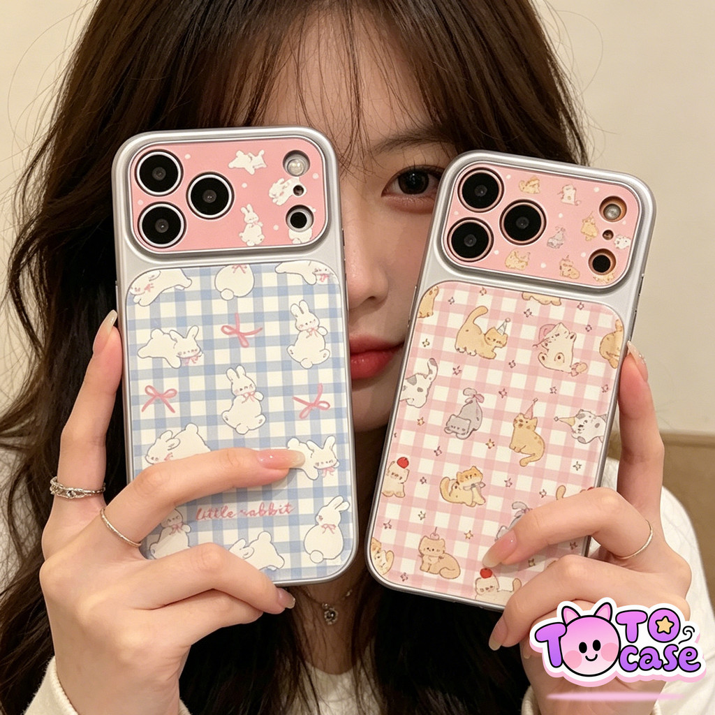 เคสโทรศัพท์รูปกระต่ายกับแมวน่ารัก ไอโฟน17 เหมาะสำหรับ IPhone 15 11 12 17 13 14 16 Pro Max 14 15 16 Plus Air